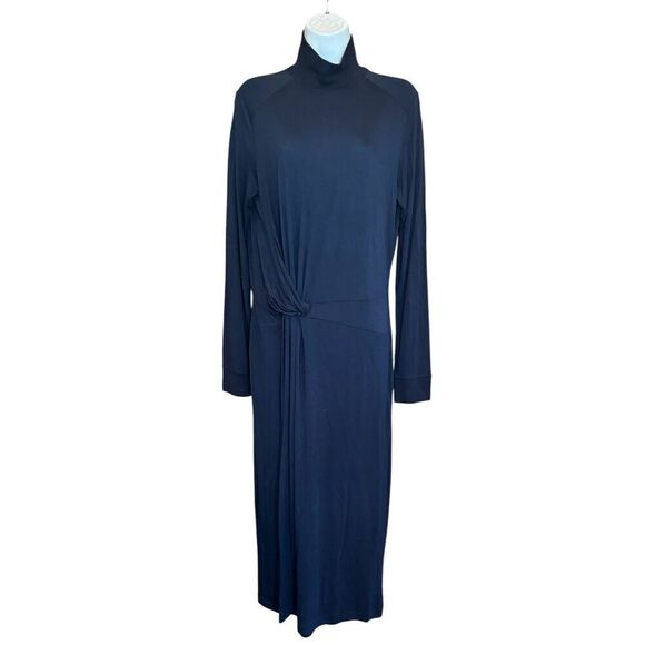 Rag & Bone Draped Shaw Turtleneck Midi Dress Long Sleeve in Black NWT Size Large - Picture 3 of 8